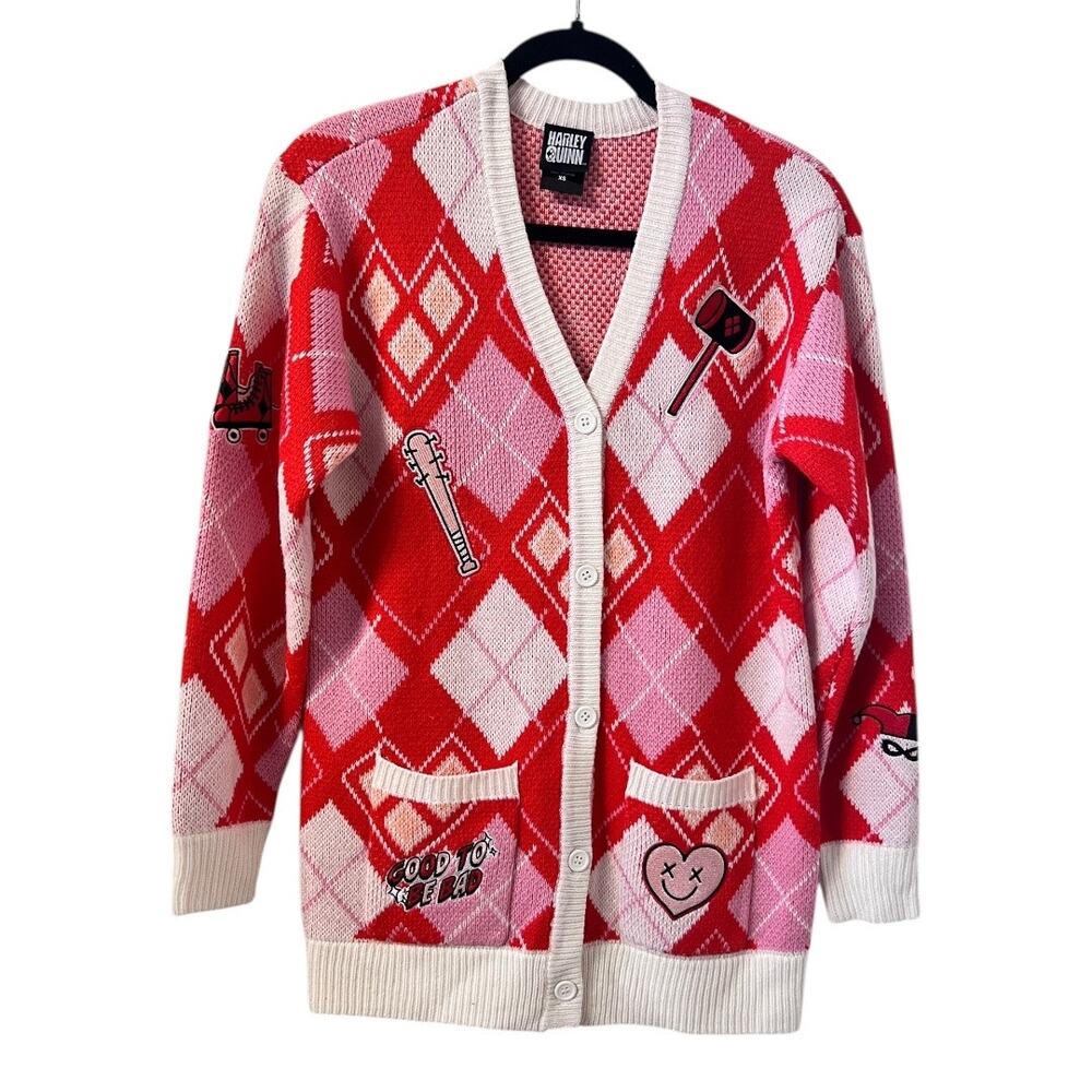 DC Comics Harley Quinn Diamond Cardigan Size XS